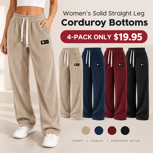 [LAST DAY SALE]💝Women's Solid Straight Leg Corduroy Bottoms